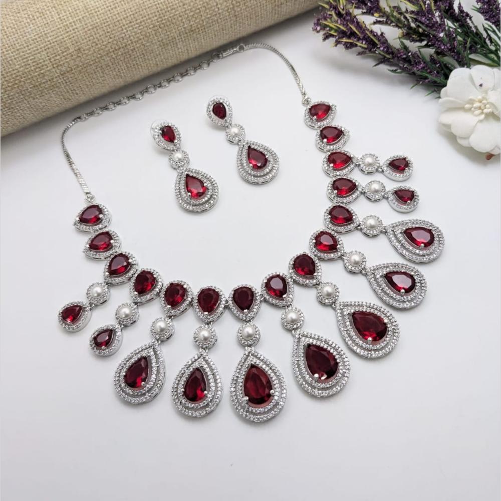 Kavita Art Silver Plated American Diamond Necklace Set