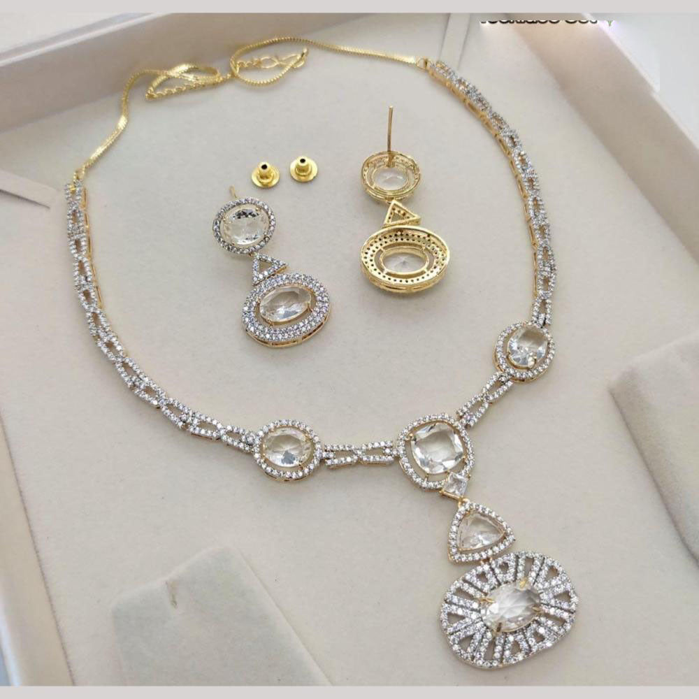 Kavita Art Gold Plated American Diamond Necklace Set