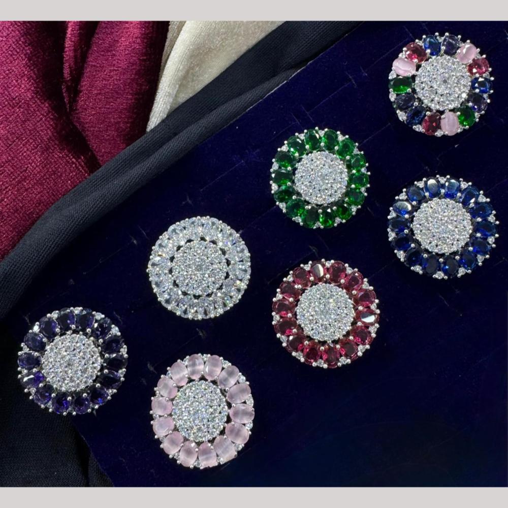 Kavita Art Silver Plated American Diamond Ring