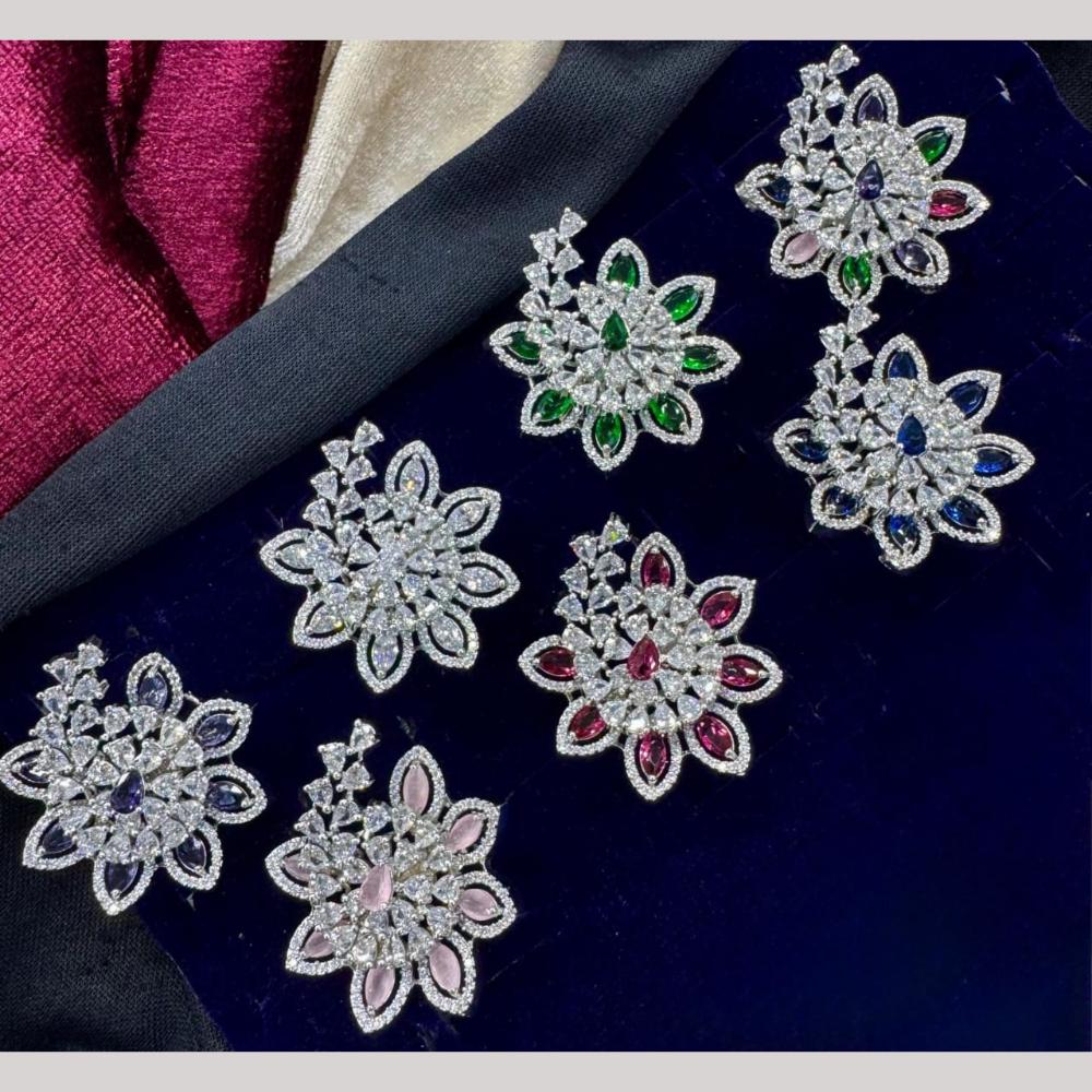 Kavita Art Silver Plated American Diamond Ring