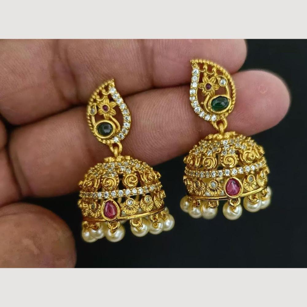 Kavita Art Gold Plated Austrian Stone And Pearl Jhumki Earrings
