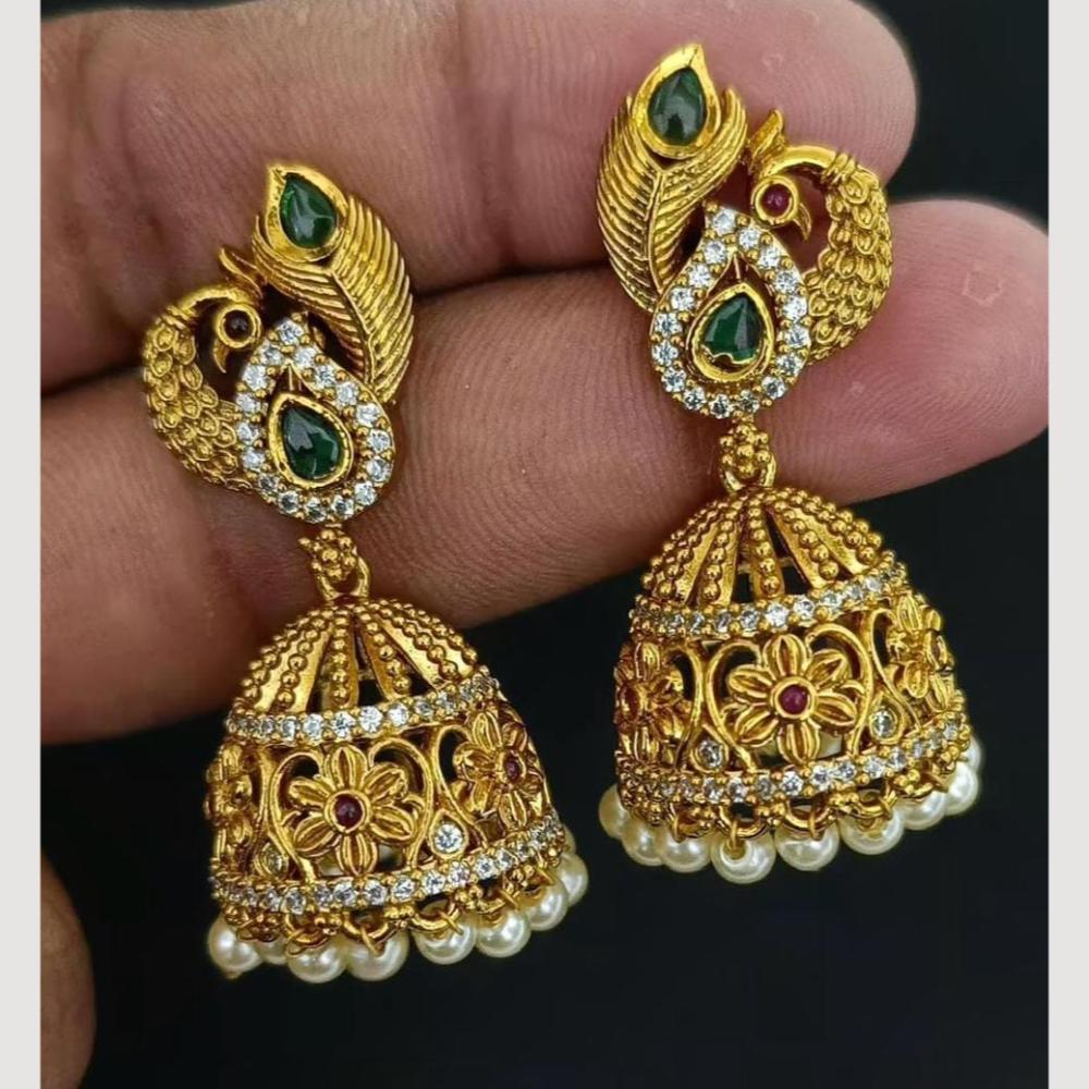 Kavita Art Gold Plated Austrian Stone And Pearl Jhumki Earrings