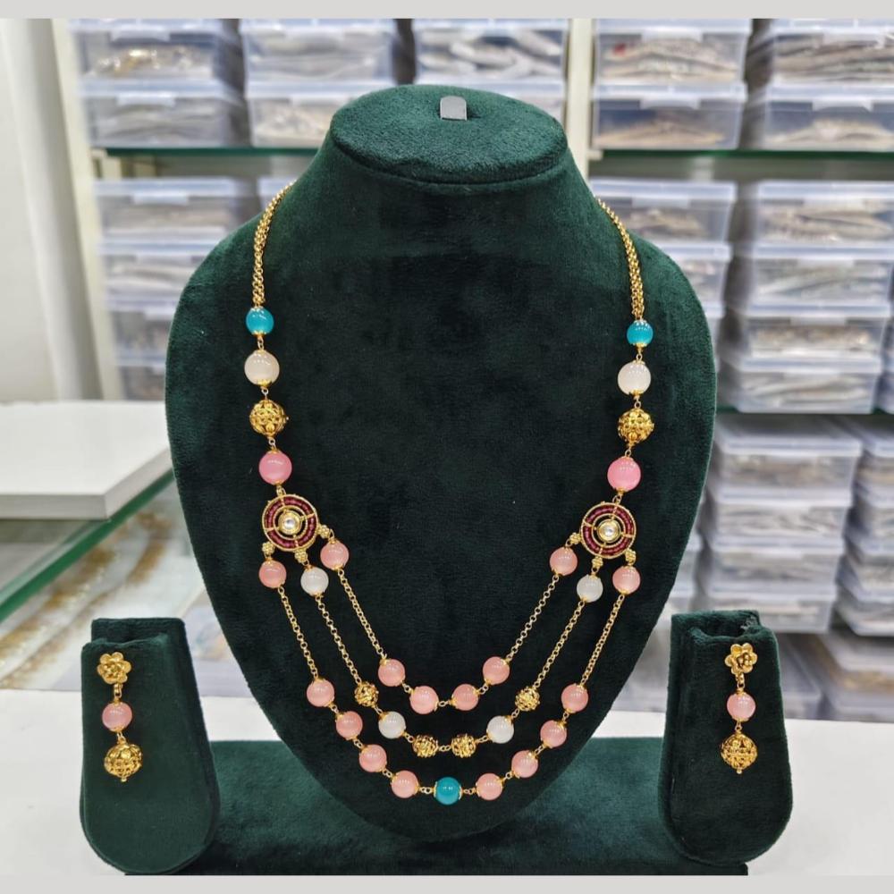 Kavita Art Gold Plated Kundan Stone And Beads Necklace Set