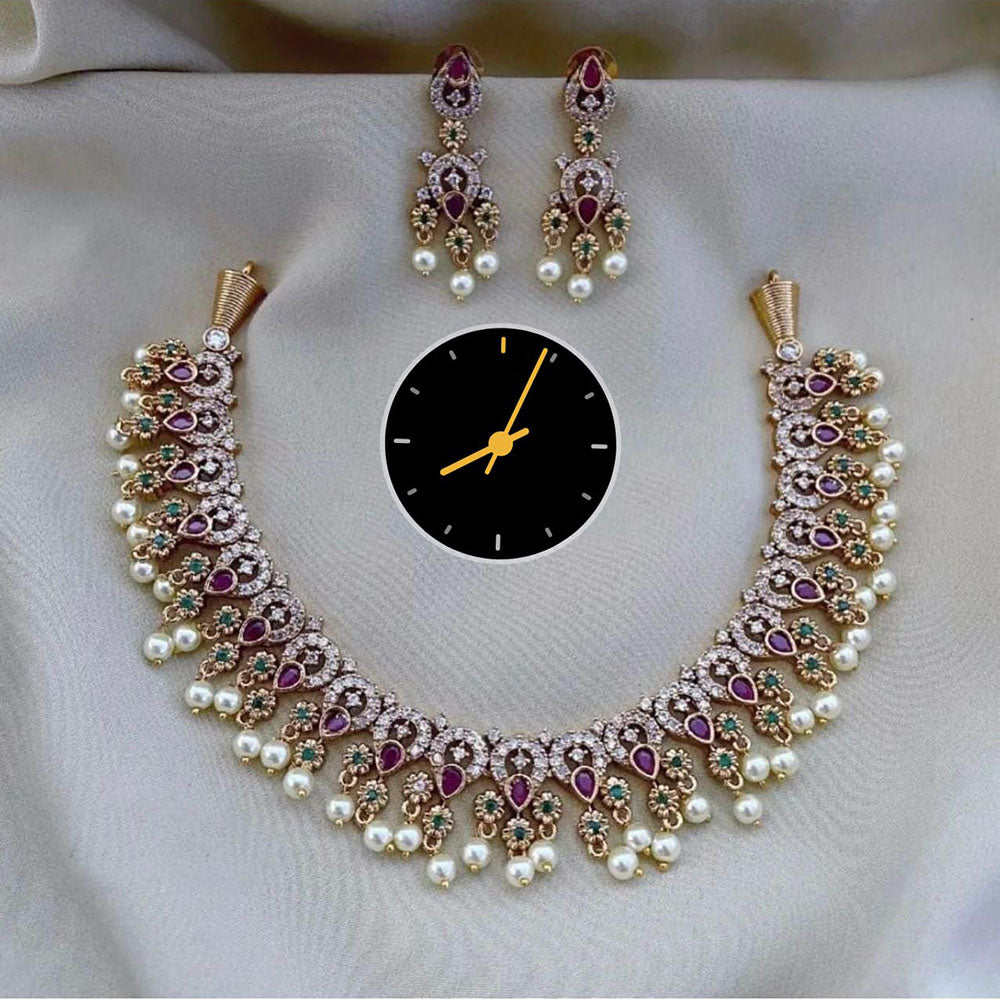 Kavita Art Royal Radiance Austrian Stone & Pearl Necklace Set