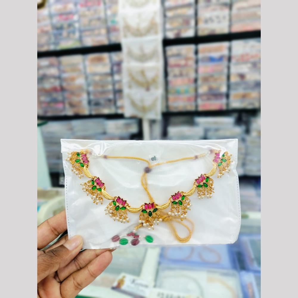 Kavita Art Traditional Lotus Choker Necklace Set With Pota Pearl For Festive Wear
