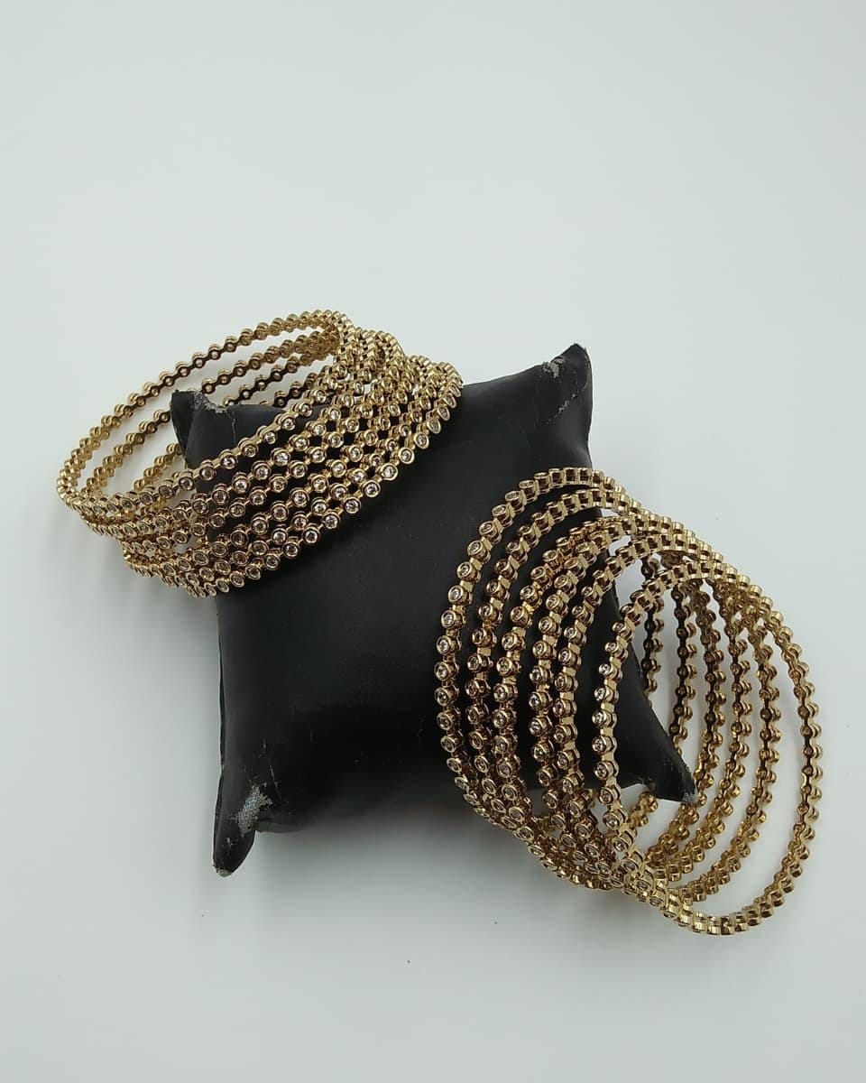 Kavita Art LightWeight Copper Plated Crystal Stone Bangles Set For All Occassions
