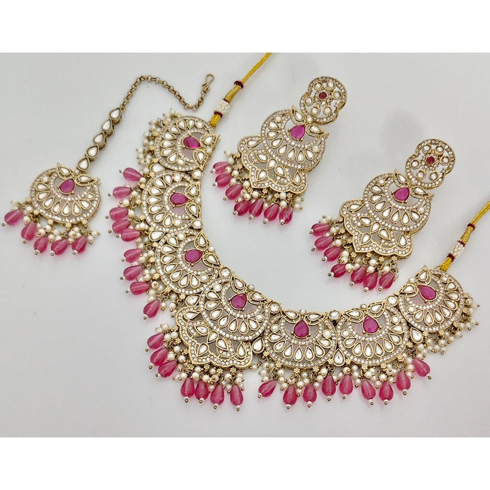 Kavita Art Elegant Pota Stone Pearl And Beads Necklace Set