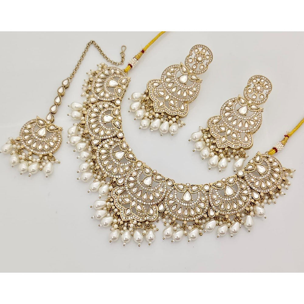 Kavita Art Elegant Pota Stone Pearl And Beads Necklace Set