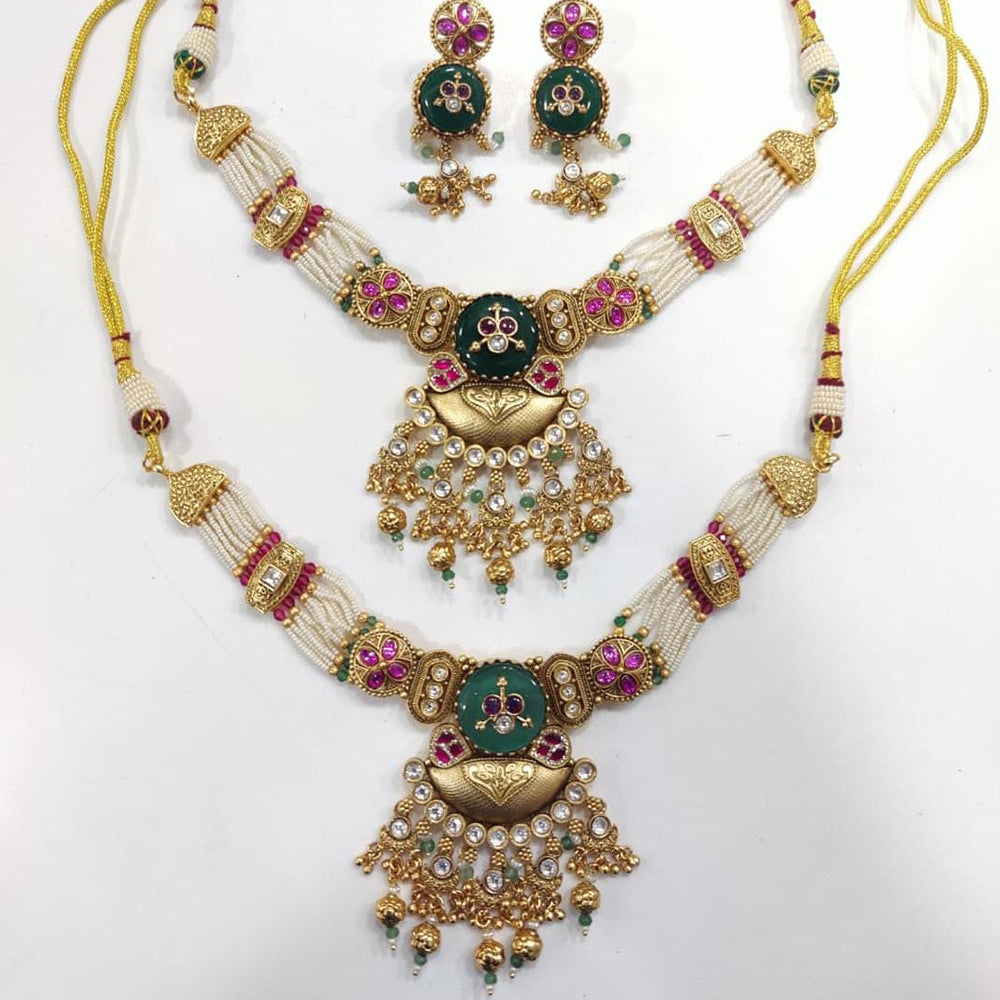 Kavita Art Royal Pota Stone And Pearl Designer Necklace Set