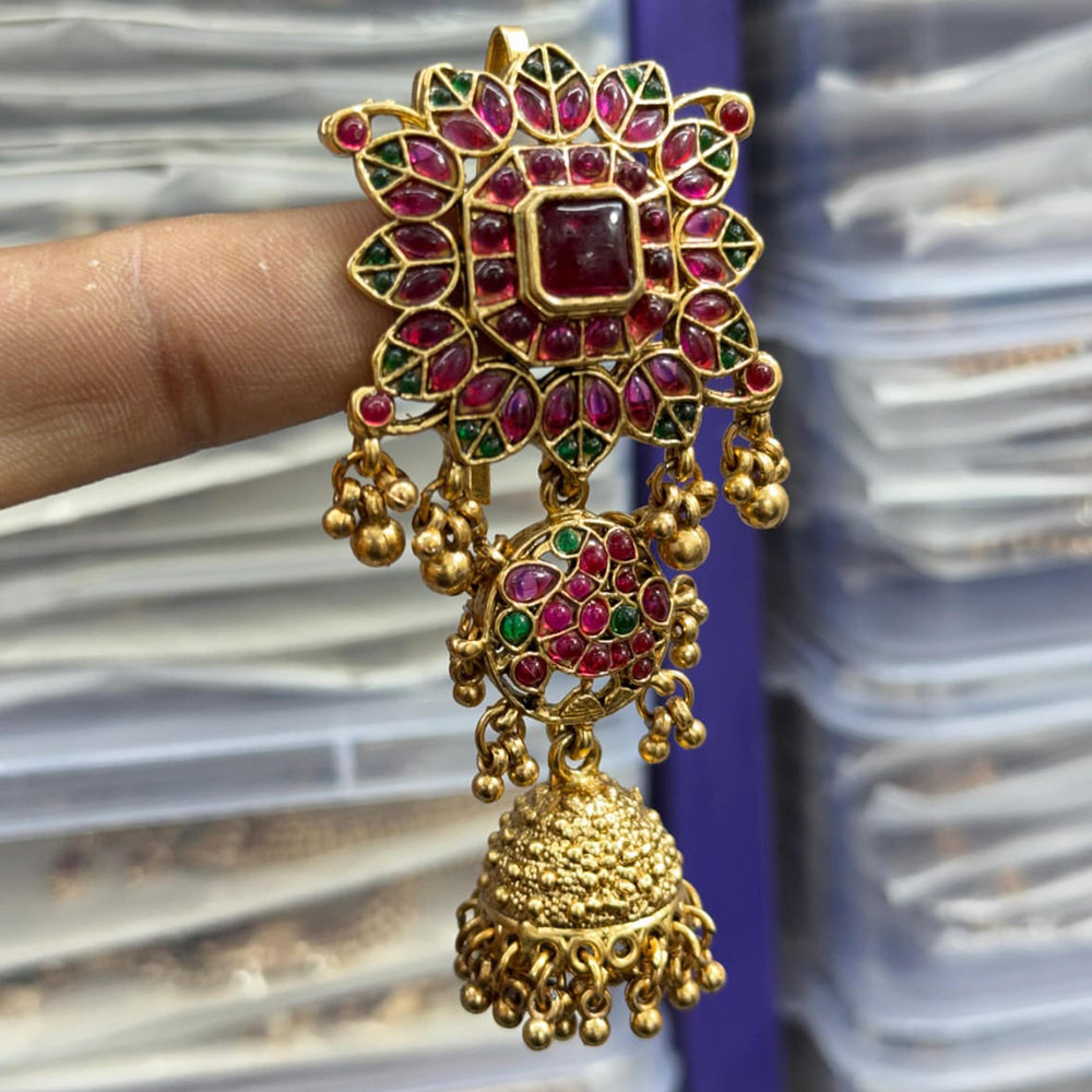 Kavita Art Designer Pota Stone And Pearl Jhumki Earrings