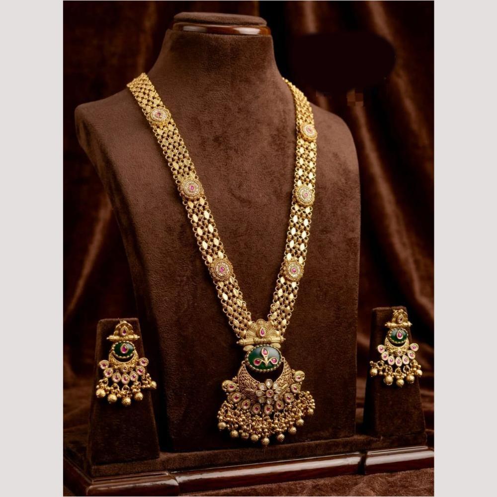 Kavita Art Premium Pota Stone And Pearl Long Necklace Set