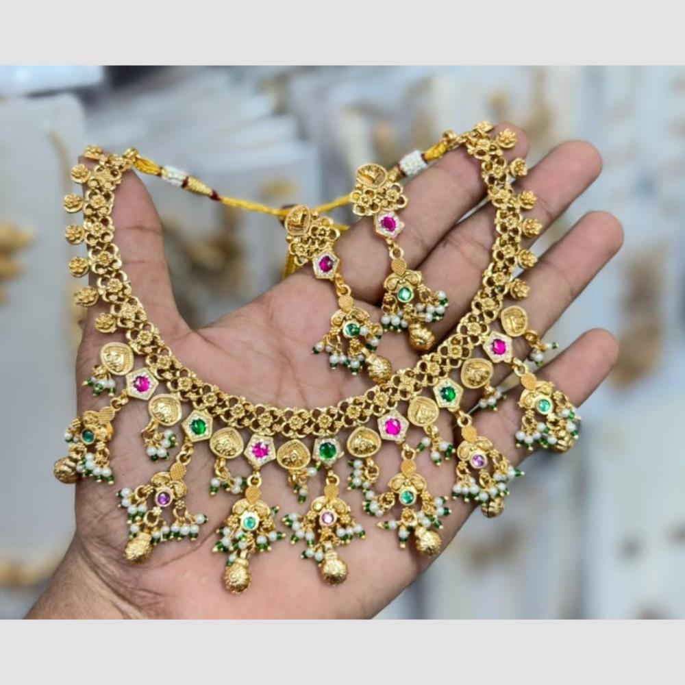 Kavita Art Premium Pota Stone And Pearl Necklace Set