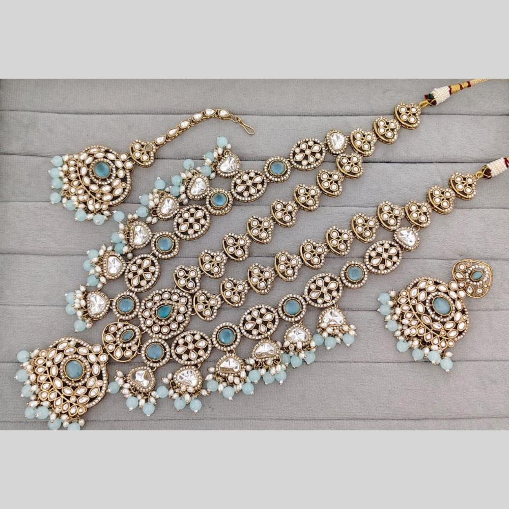 Kavita Art Classic Ethnic Pota Stone And Pearl Long Necklace Set