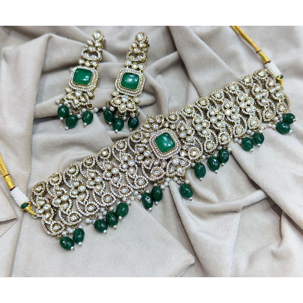Kavita Art Royal Polki Kundan Stone Pearl And Beads Choker Necklace Set