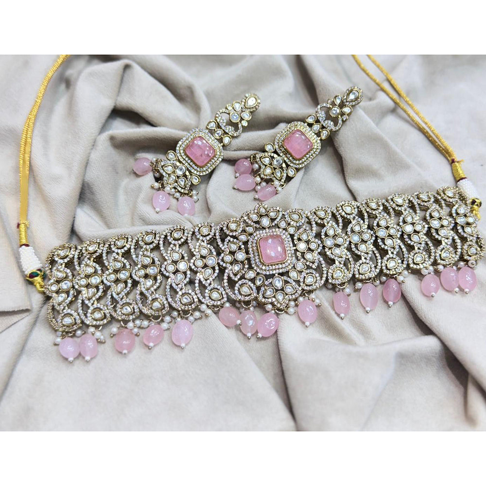 Kavita Art Royal Polki Kundan Stone Pearl And Beads Choker Necklace Set