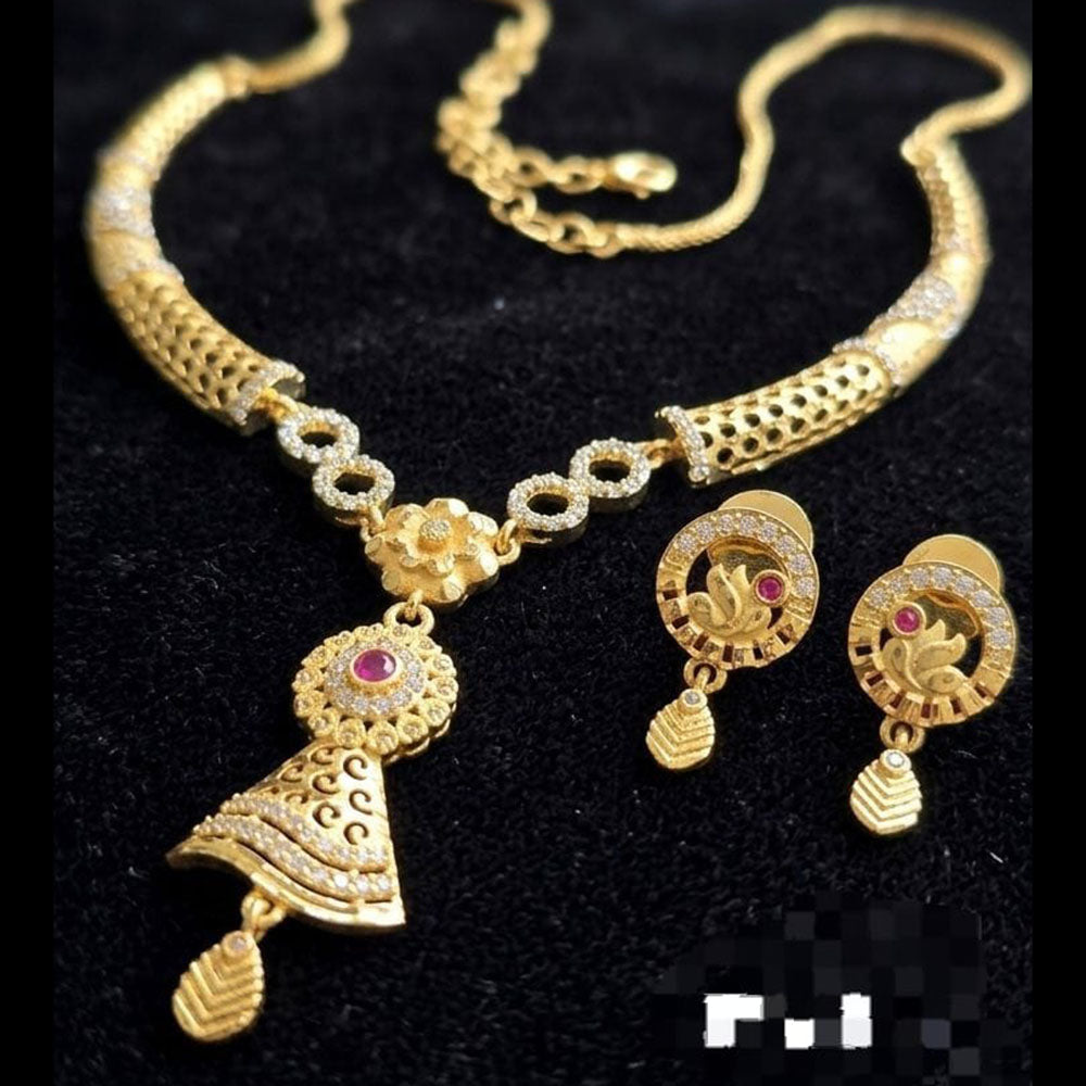 Kavita Art Gold Plated Royal Pota Stone & Austrian Stone Necklace Set