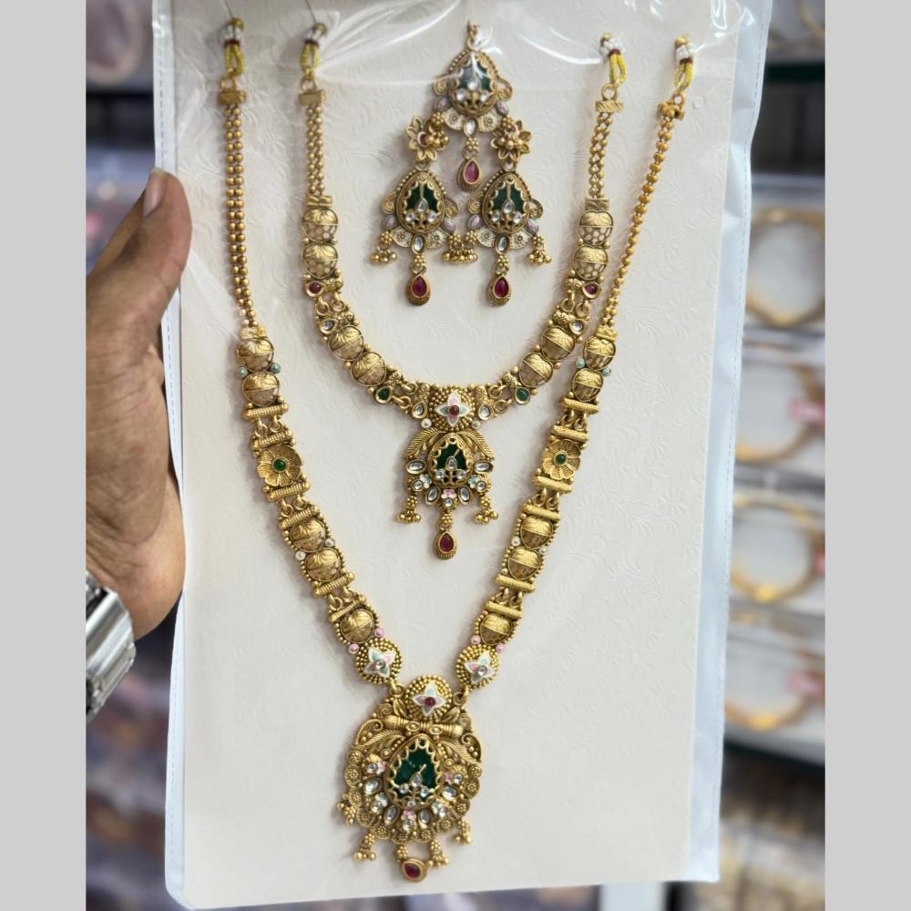 Kavita Art Pota Stone And Pearl Meenakari Double Necklace Set