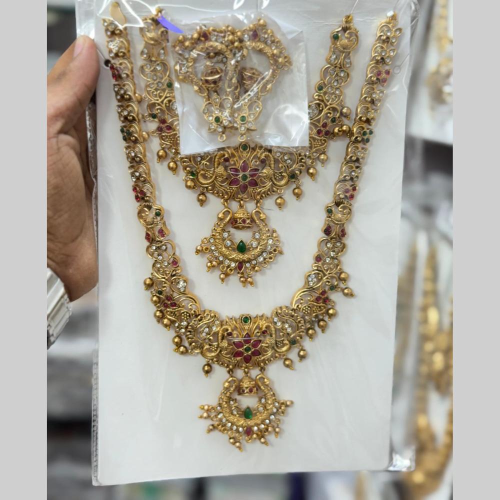Kavita Art Pota Stone And Pearl Double Necklace Set