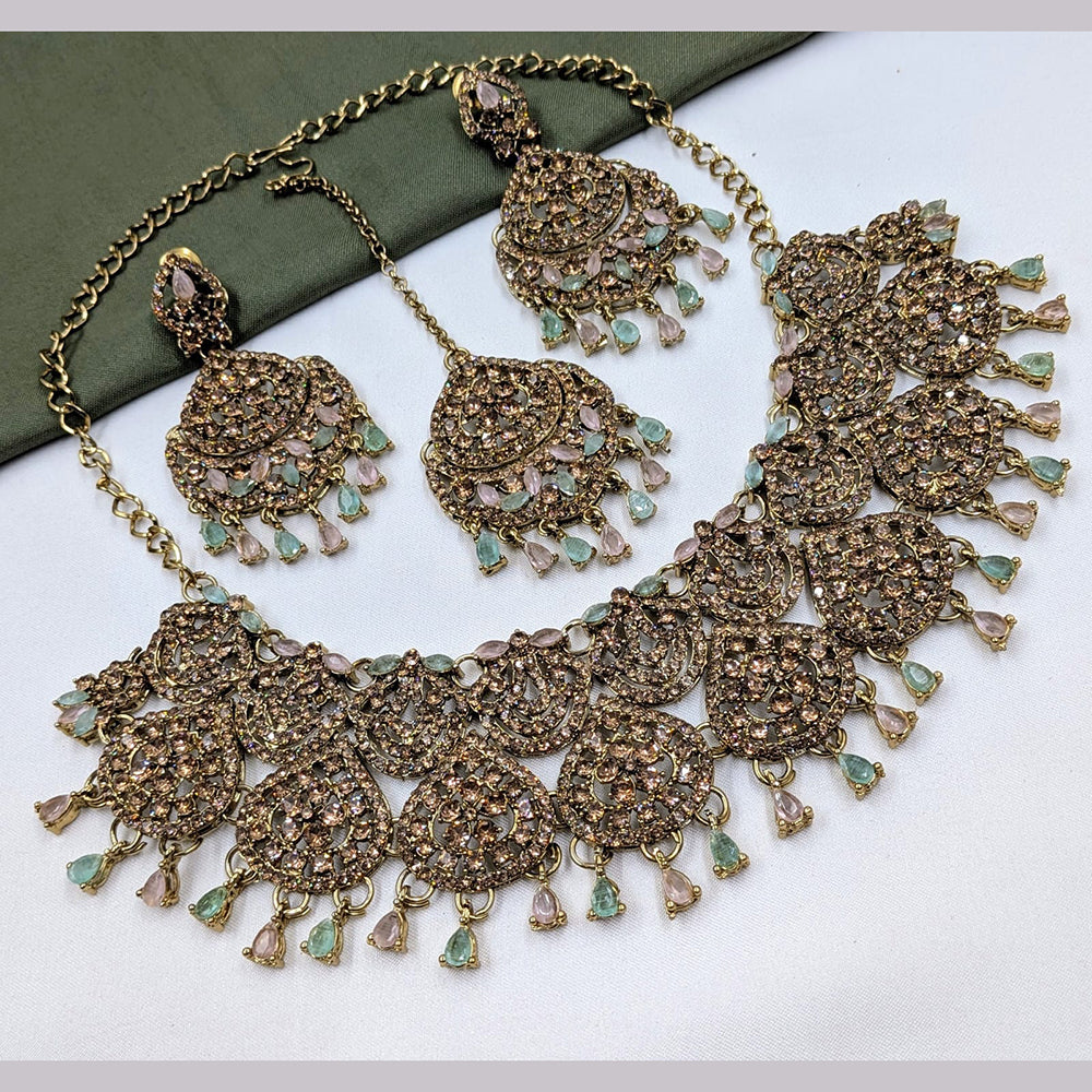 Kavita Art Royal Crystal Stone And Austrian Stone Wedding Necklace Set