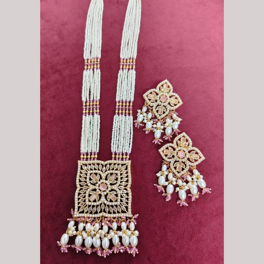 Kavita Art Traditional Crystal Stone And Beaded Long Necklace Set