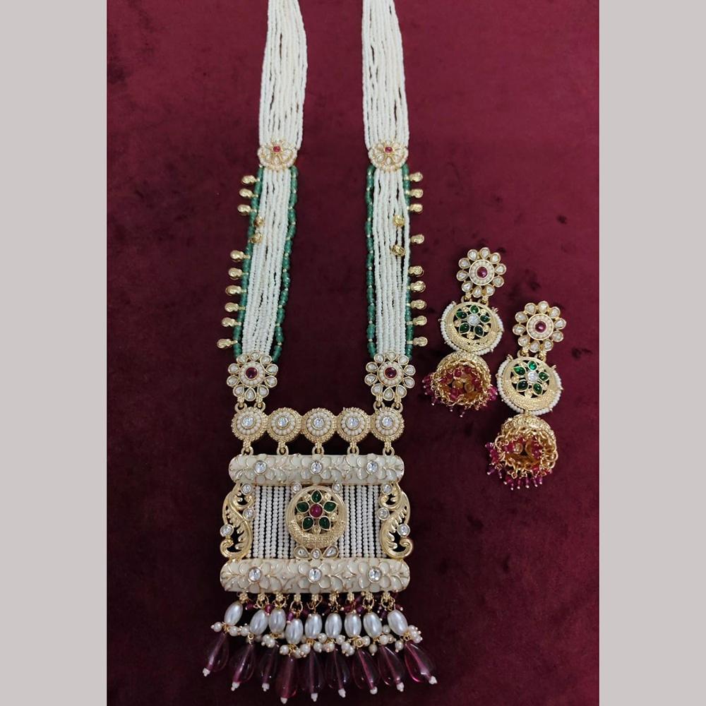 Kavita Art Traditional Kundan Stone And Beaded Meenakari Long Necklace Set