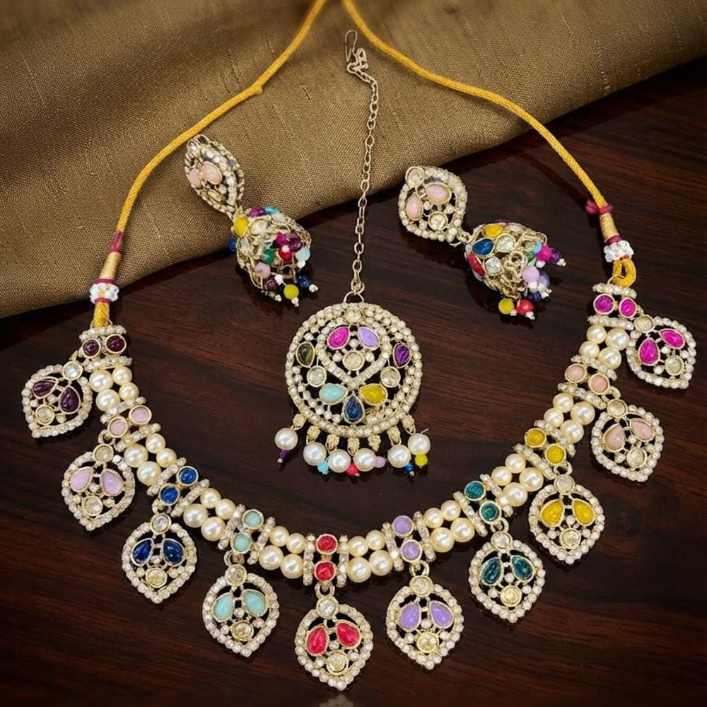 Kavita Art Premium Crystal Stone And Pearl Necklace Set