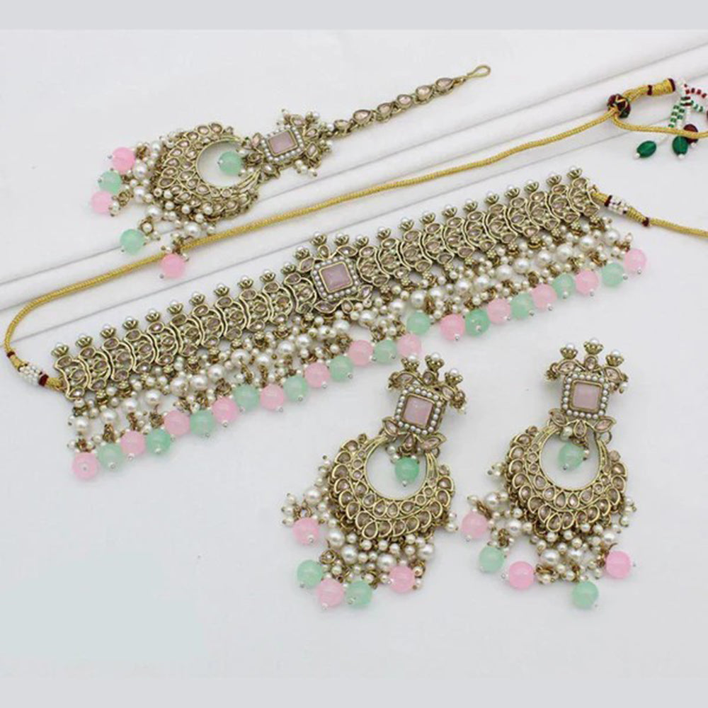 SNERA Gold Plated Crystal Stone Necklace Set
