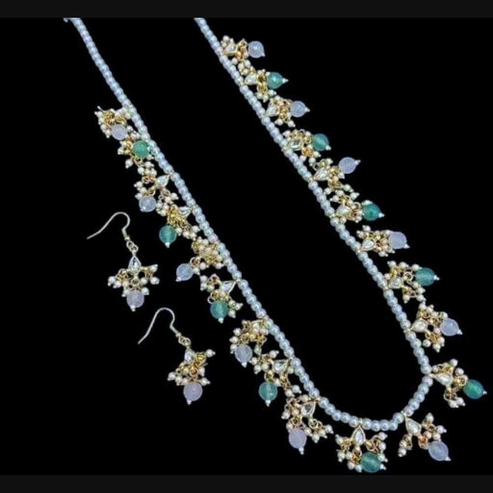 SNERA Gold Plated Kundan Stone And Beads Necklace Set