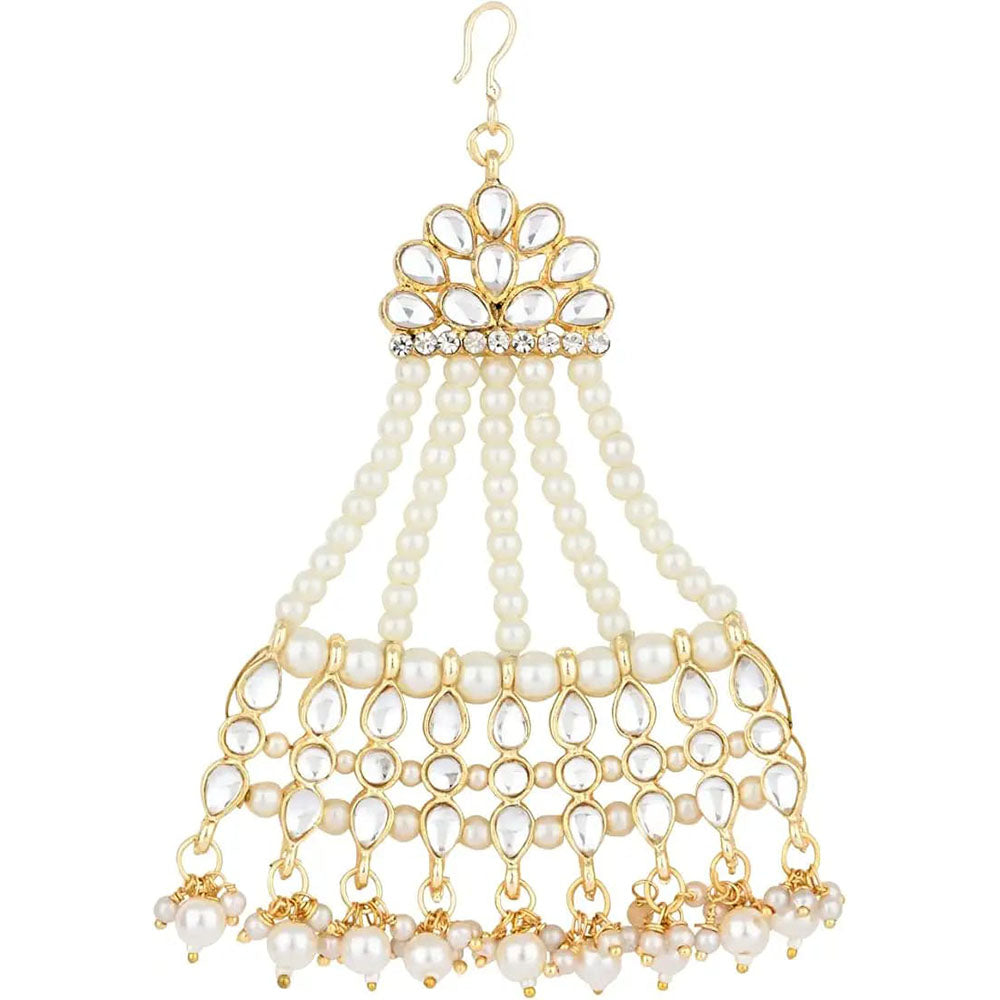 SNERA Gold Plated Kundan Stone And Pearl Pasa