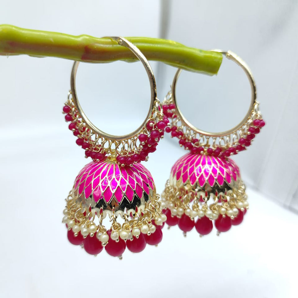 SNERA Gold Plated Beads And Pearls Jhumki Earrings