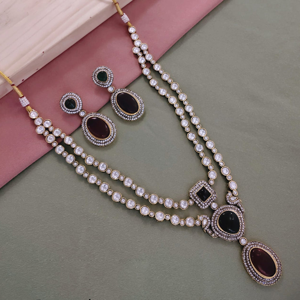 SNERA Gold Plated Kundan Stone And Austrian Stone Necklace Set