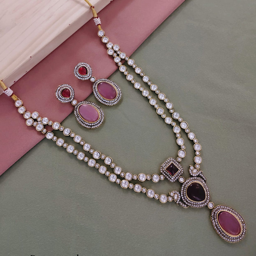 SNERA Gold Plated Kundan Stone And Austrian Stone Necklace Set