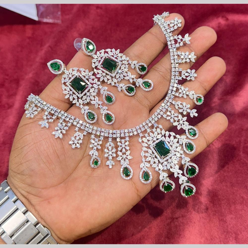 SNERA Silver Plated American Diamond Necklace Set