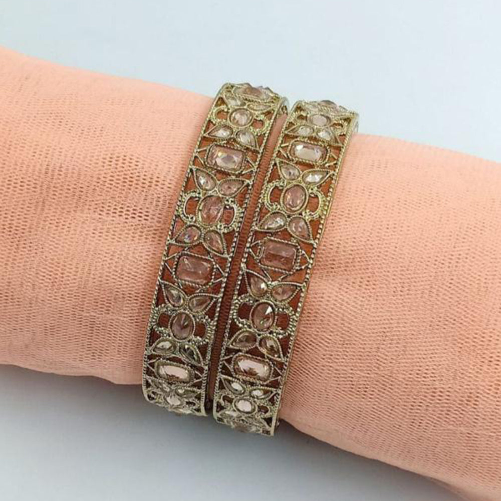 SNERA Gold Plated Crystal Stone Bangles Set