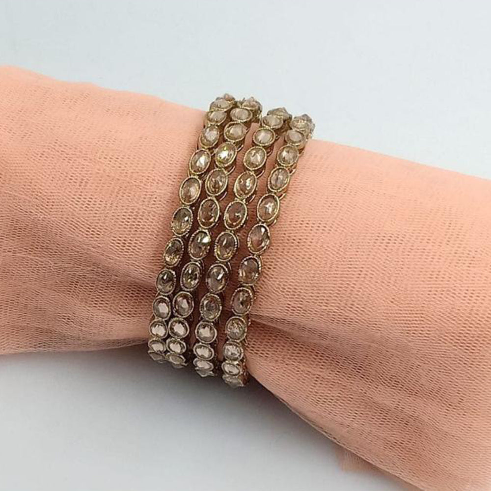 SNERA Gold Plated Crystal Stone Bangles Set