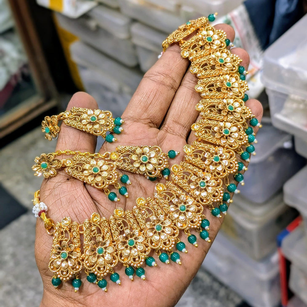 SNERA Gold Plated Pota Stone And Beads Necklace Set