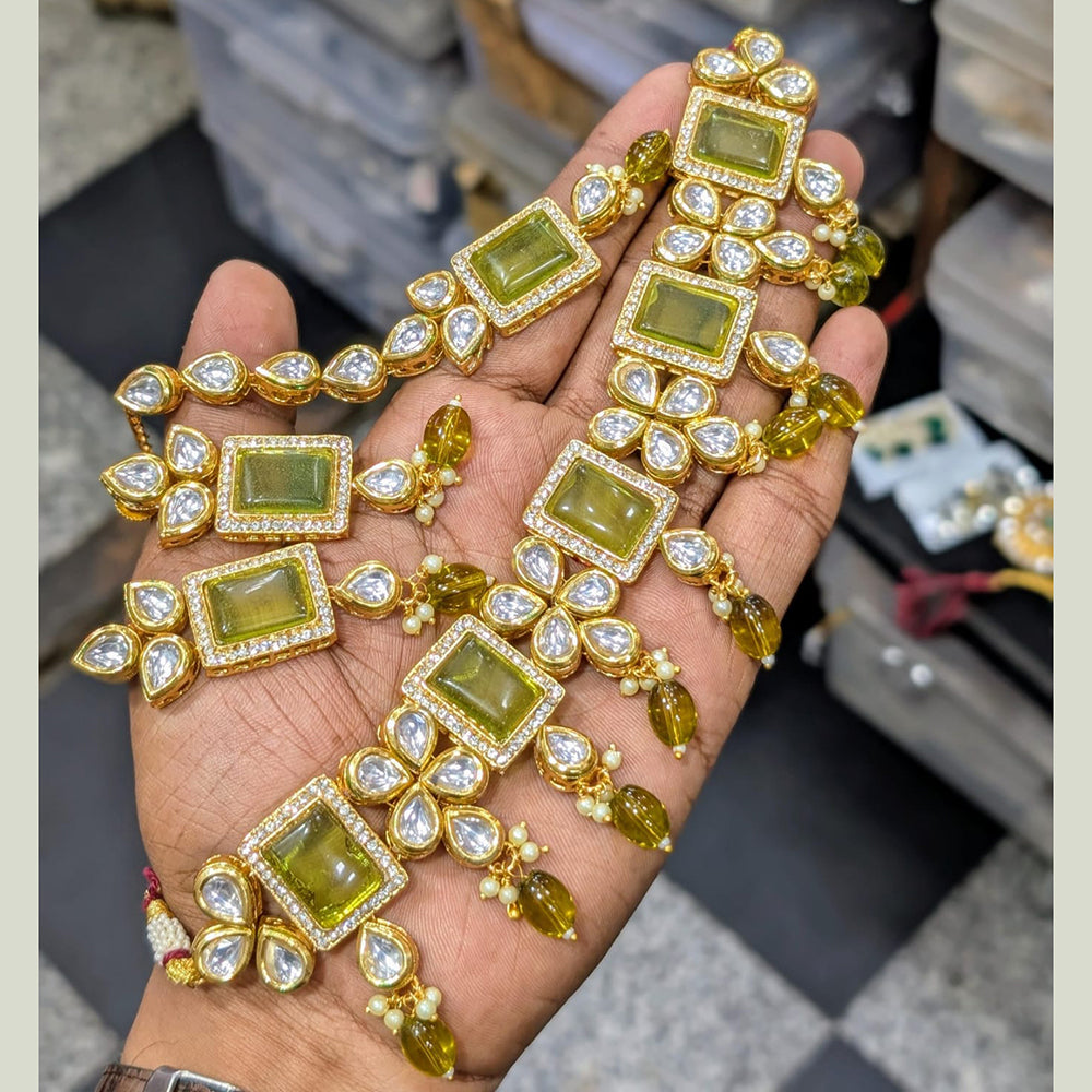 SNERA Gold Plated Kundan Stone And Beads Necklace Set