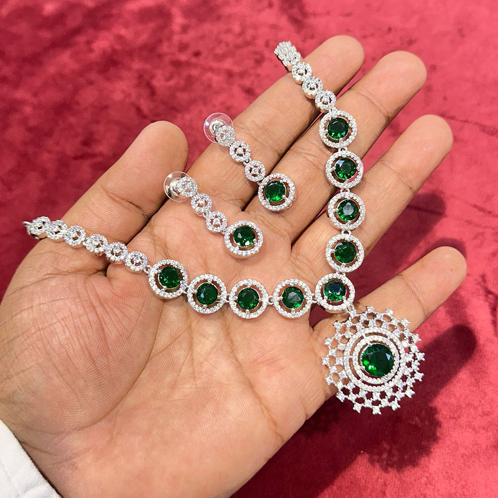 SNERA Silver Plated AD Necklace Set