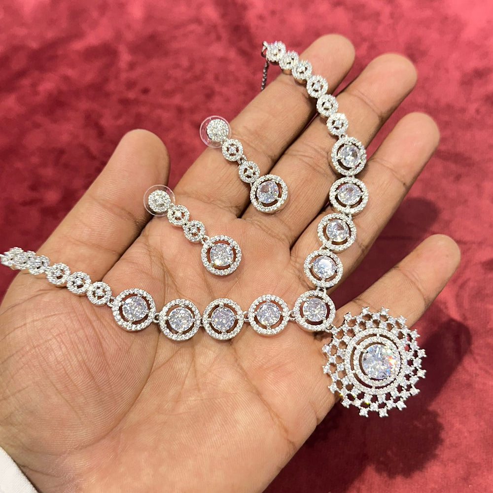 SNERA Silver Plated AD Necklace Set