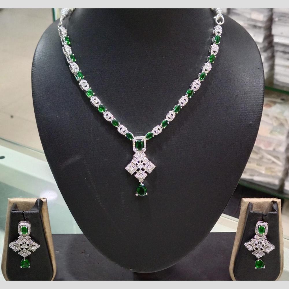SNERA Silver Plated American Diamond Necklace Set