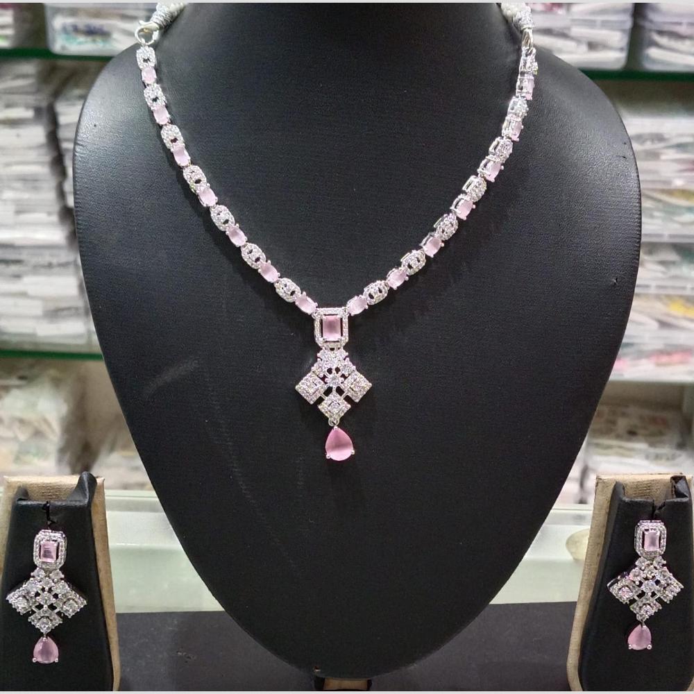 SNERA Silver Plated American Diamond Necklace Set