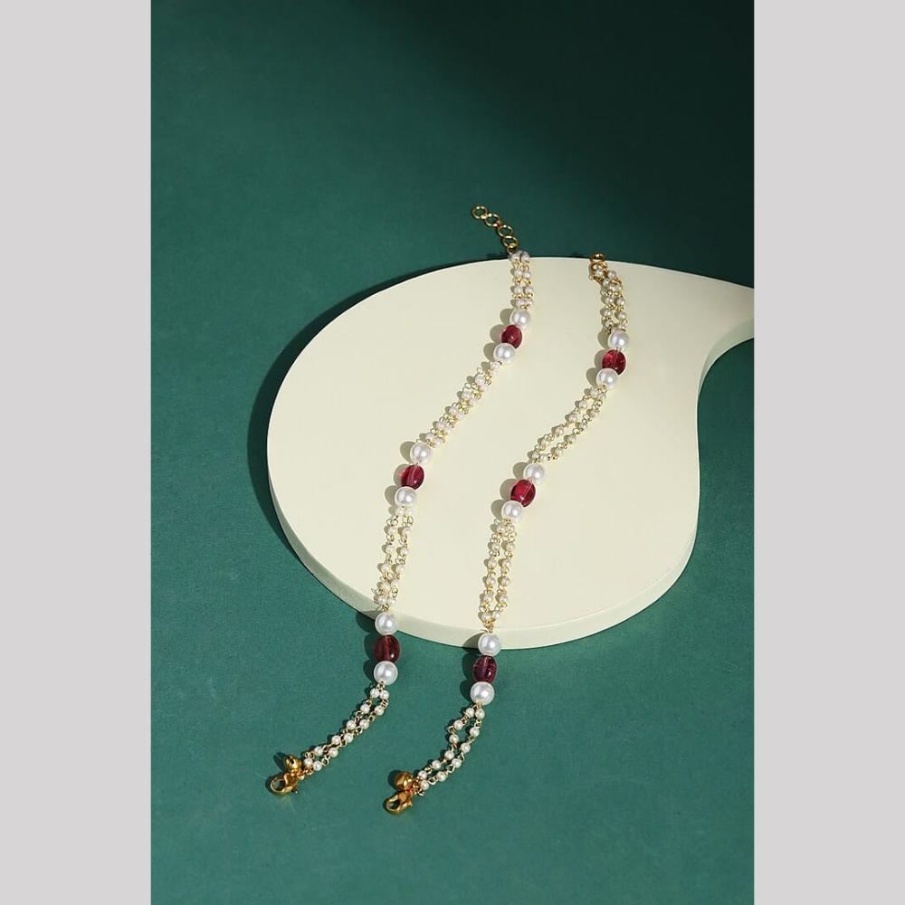 SNERA Gold Plated Beads And Pearls Payal