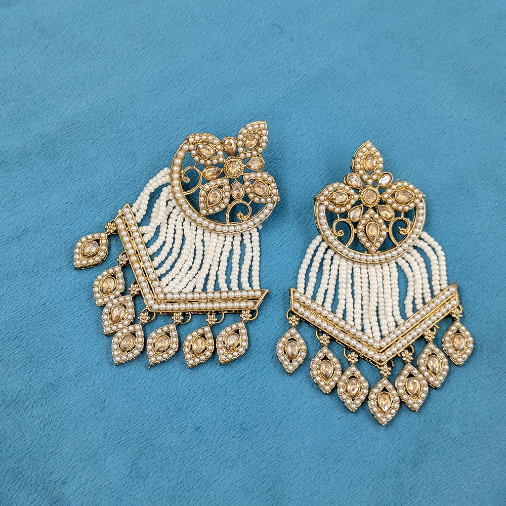 SNERA Gold Plated Kundan Stone And Pearls Choker Necklace Set