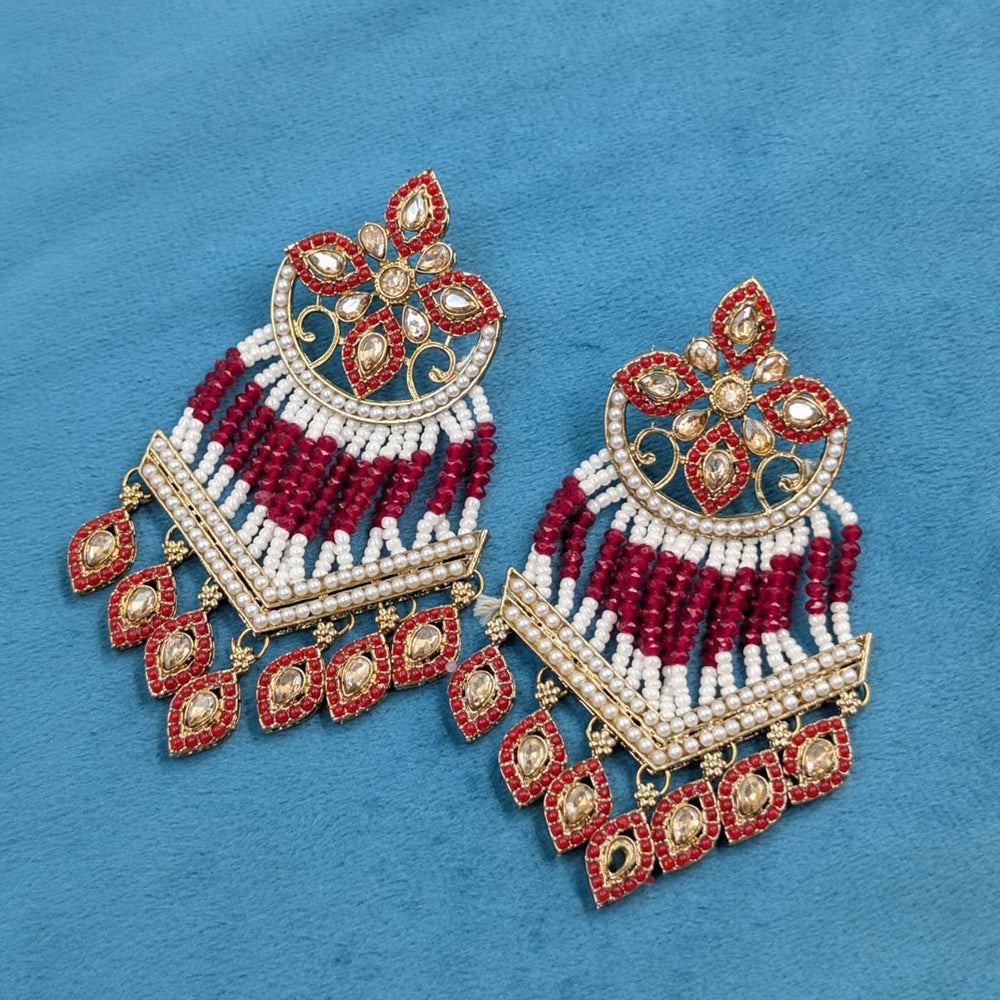 SNERA Gold Plated Kundan Stone And Pearls Choker Necklace Set