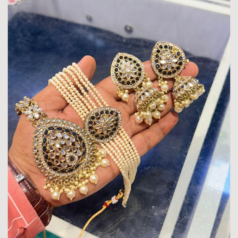 SNERA Glamour Layers Kundan And Pearl Choker Necklace Set
