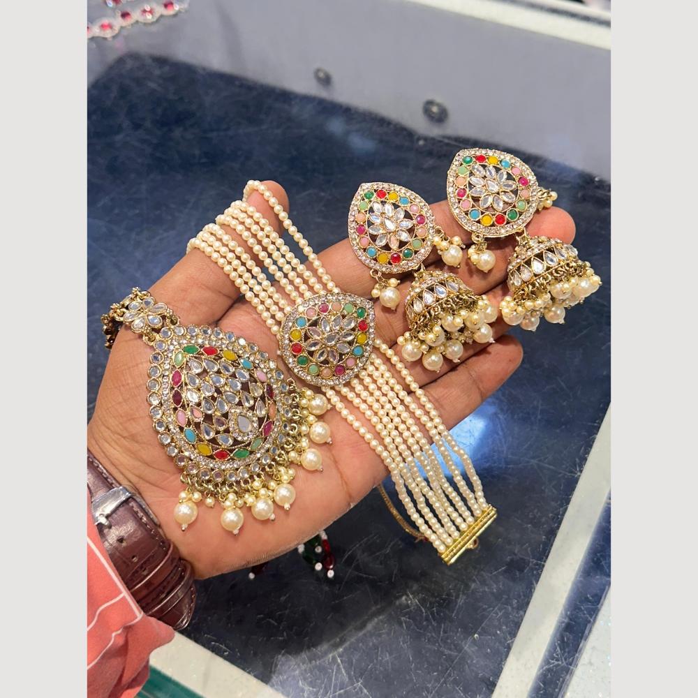 SNERA Glamour Layers Kundan And Pearl Choker Necklace Set