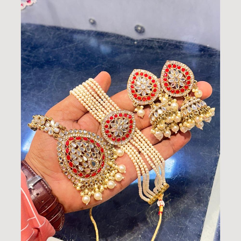 SNERA Glamour Layers Kundan And Pearl Choker Necklace Set