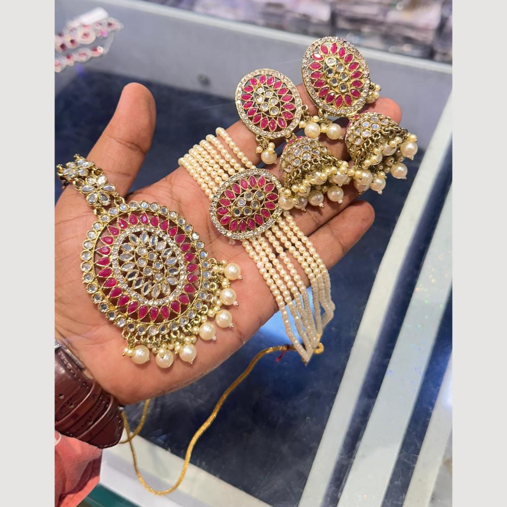 SNERA Glamour Layers Kundan And Pearl Choker Necklace Set