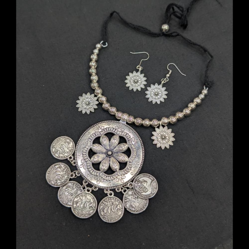 SNERA Oxidised Plated Antique Navratri Look Necklace Set