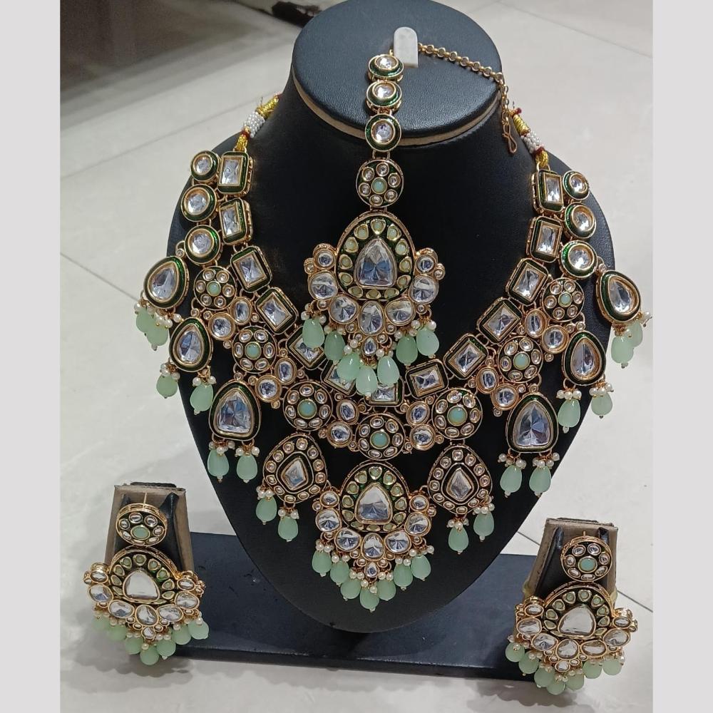 SNERA Kundan Stone And Beads Elegant Necklace Set
